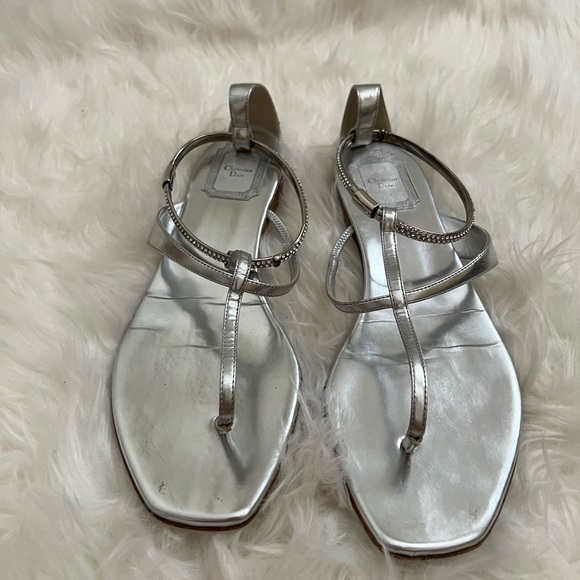 Dior Embellished T Strap Sandals Size 38 - Picture 1 of 2